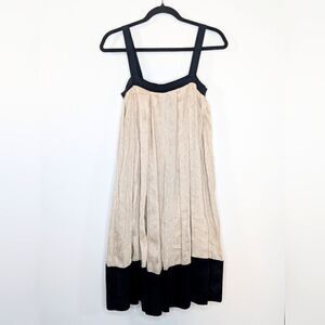 Robert Rodriguez Silk Linen Sleeveless‎ Trapeze Mini Dress Black Cream 6